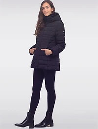 Vegan Polyloft® High-Collar Short Puffer Coat with Detachable Hood by Snoboll