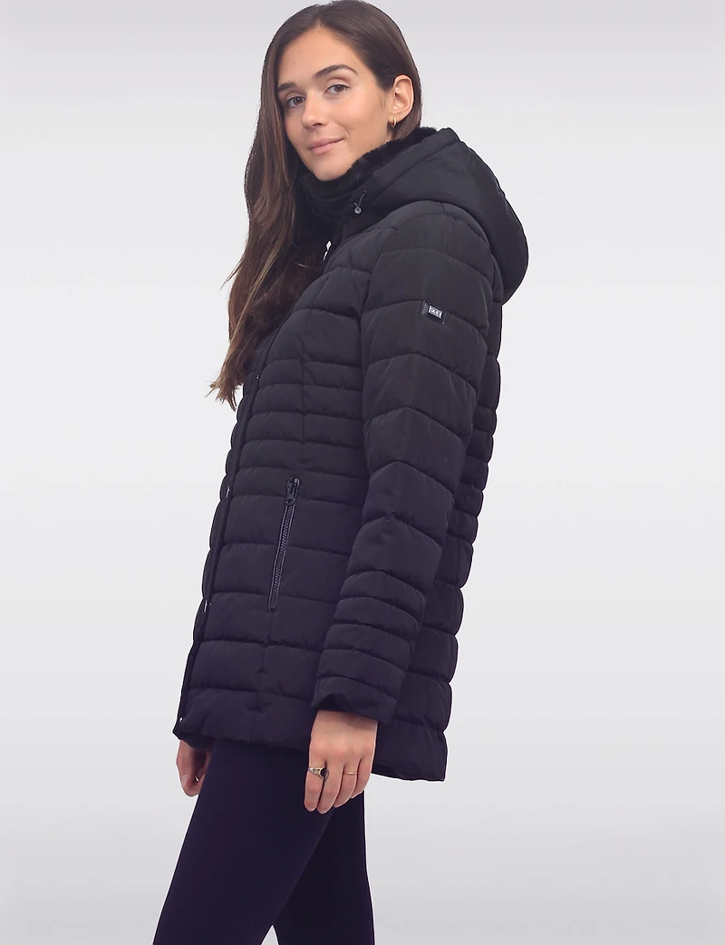 Vegan Polyloft® High-Collar Short Puffer Coat with Detachable Hood by Snoboll