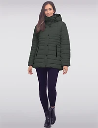 Vegan Polyloft® High-Collar Short Puffer Coat with Detachable Hood by Snoboll