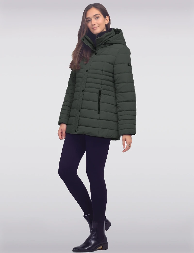 Vegan Polyloft® High-Collar Short Puffer Coat with Detachable Hood by Snoboll