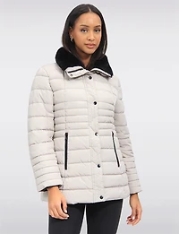 Vegan Polyloft® High-Collar Short Puffer Coat with Detachable Hood by Snoboll