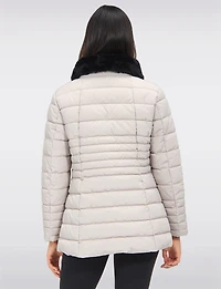 Vegan Polyloft® High-Collar Short Puffer Coat with Detachable Hood by Snoboll