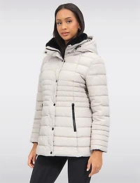 Vegan Polyloft® High-Collar Short Puffer Coat with Detachable Hood by Snoboll