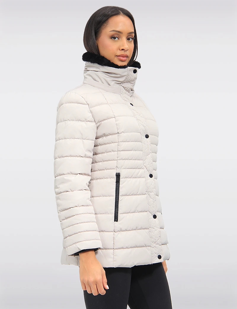 Vegan Polyloft® High-Collar Short Puffer Coat with Detachable Hood by Snoboll