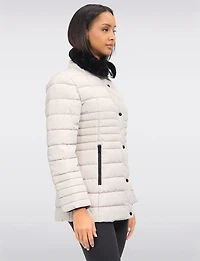 Vegan Polyloft® High-Collar Short Puffer Coat with Detachable Hood by Snoboll