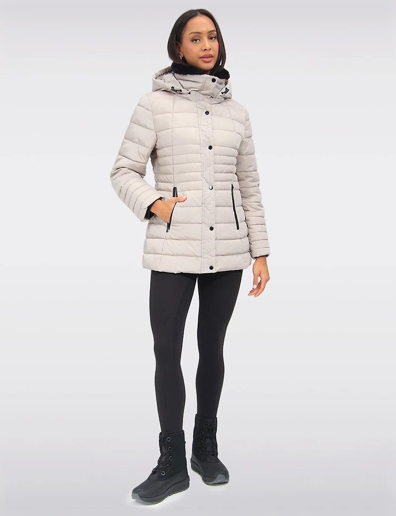Vegan Polyloft® High-Collar Short Puffer Coat with Detachable Hood by Snoboll
