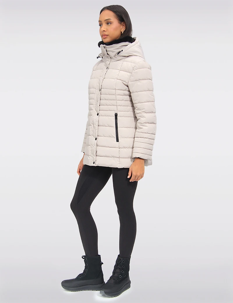 Vegan Polyloft® High-Collar Short Puffer Coat with Detachable Hood by Snoboll