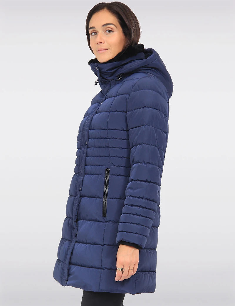 Vegan Polyloft® High-Collar Long Puffer Coat with Detachable Hood by Snoboll