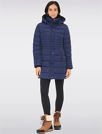 Vegan Polyloft® High-Collar Long Puffer Coat with Detachable Hood by Snoboll