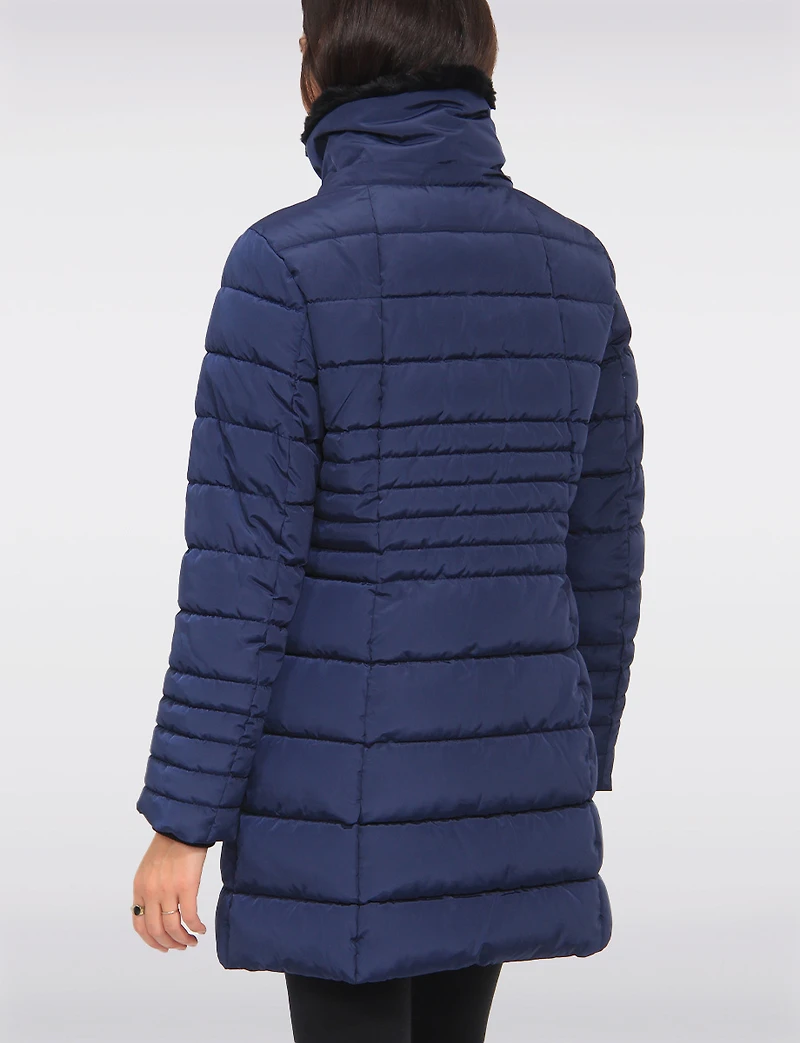 Vegan Polyloft® High-Collar Long Puffer Coat with Detachable Hood by Snoboll