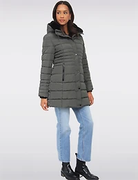 Vegan Polyloft® High-Collar Long Puffer Coat with Detachable Hood by Snoboll