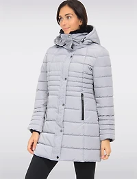 Vegan Polyloft® High-Collar Long Puffer Coat with Detachable Hood by Snoboll
