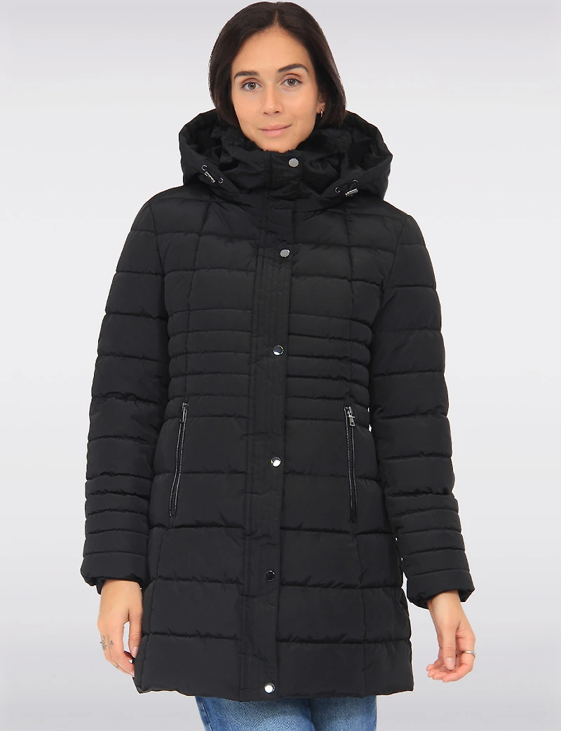 Vegan Polyloft® High-Collar Long Puffer Coat with Detachable Hood by Snoboll