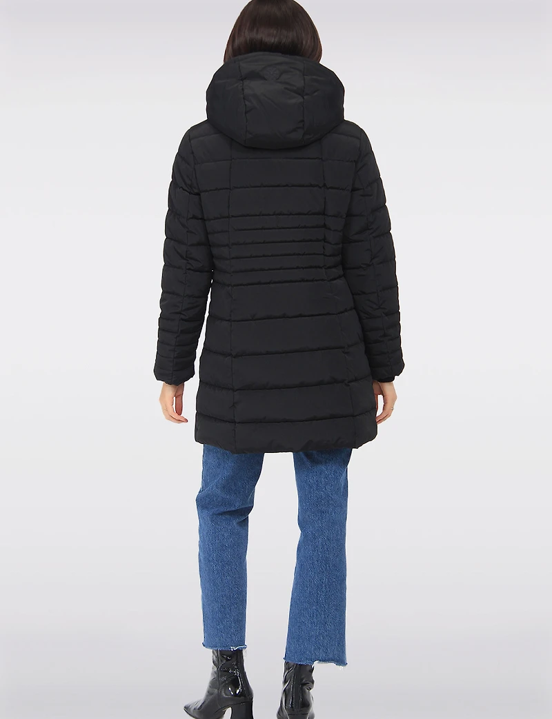 Vegan Polyloft® High-Collar Long Puffer Coat with Detachable Hood by Snoboll