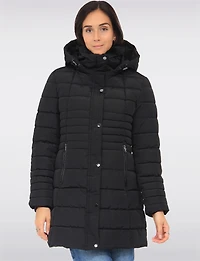 Vegan Polyloft® High-Collar Long Puffer Coat with Detachable Hood by Snoboll