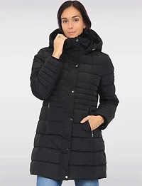 Vegan Polyloft® High-Collar Long Puffer Coat with Detachable Hood by Snoboll