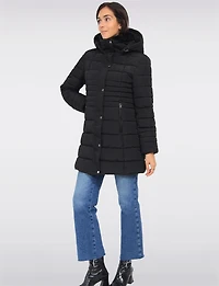 Vegan Polyloft® High-Collar Long Puffer Coat with Detachable Hood by Snoboll