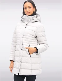 Vegan Polyloft® High-Collar Long Puffer Coat with Detachable Hood by Snoboll