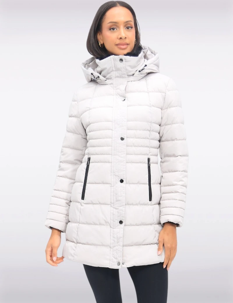 Vegan Polyloft® High-Collar Long Puffer Coat with Detachable Hood by Snoboll