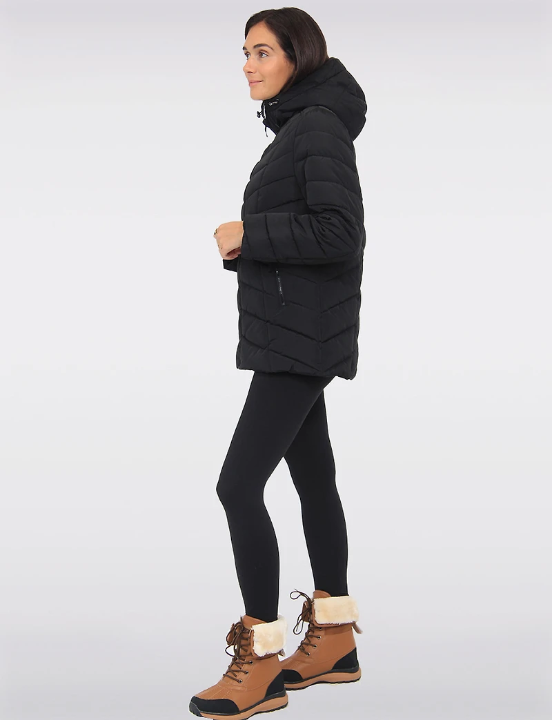 Chic Vegan Quilted Eco-Down Polyloft® Hooded Puffer Jacket by Snoboll