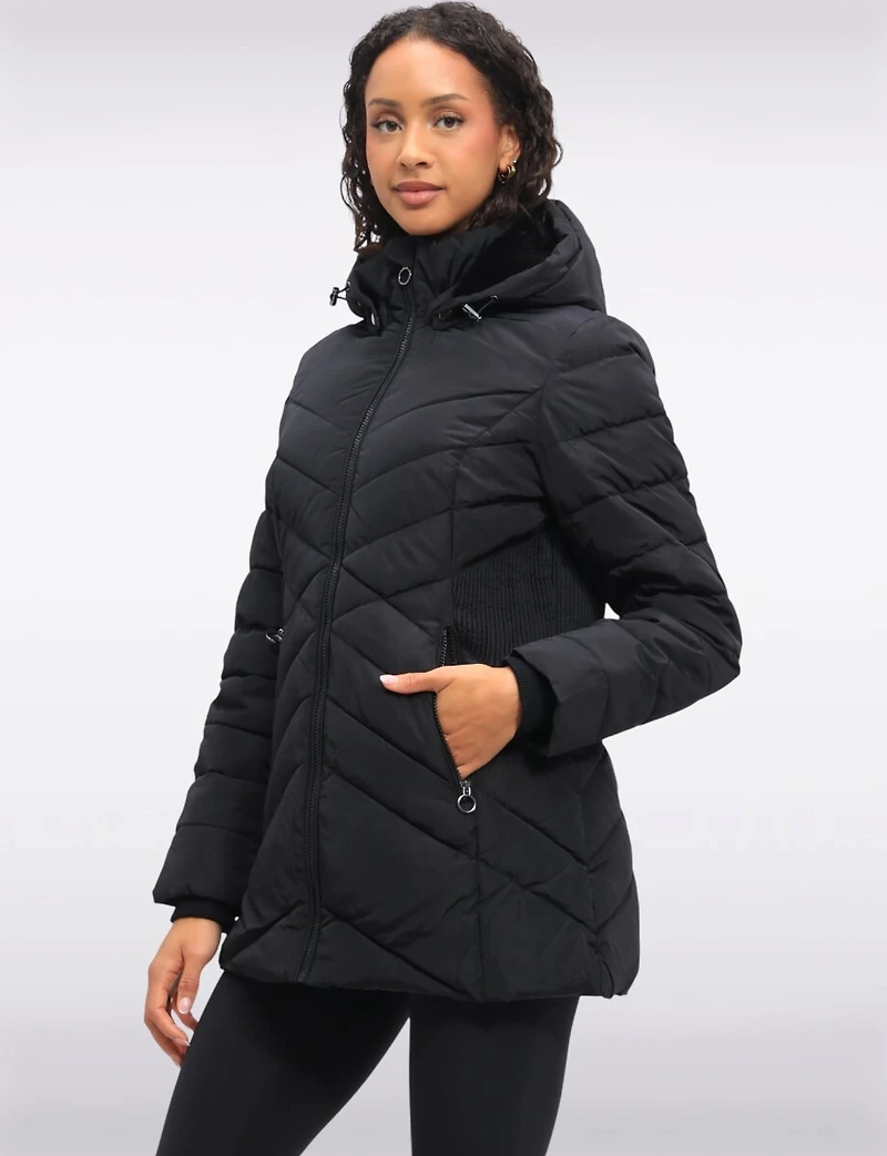 Accordion Waist Vegan Polyloft® Detachable Hooded Jacket by Snoboll