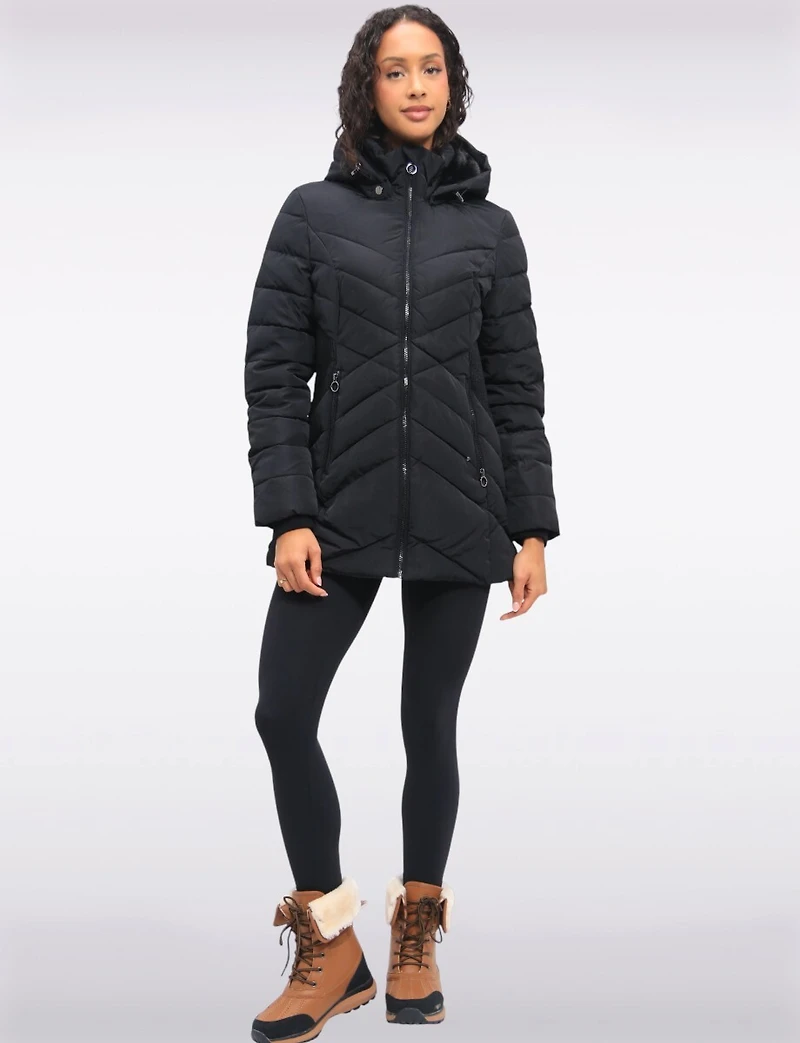 Accordion Waist Vegan Polyloft® Detachable Hooded Jacket by Snoboll