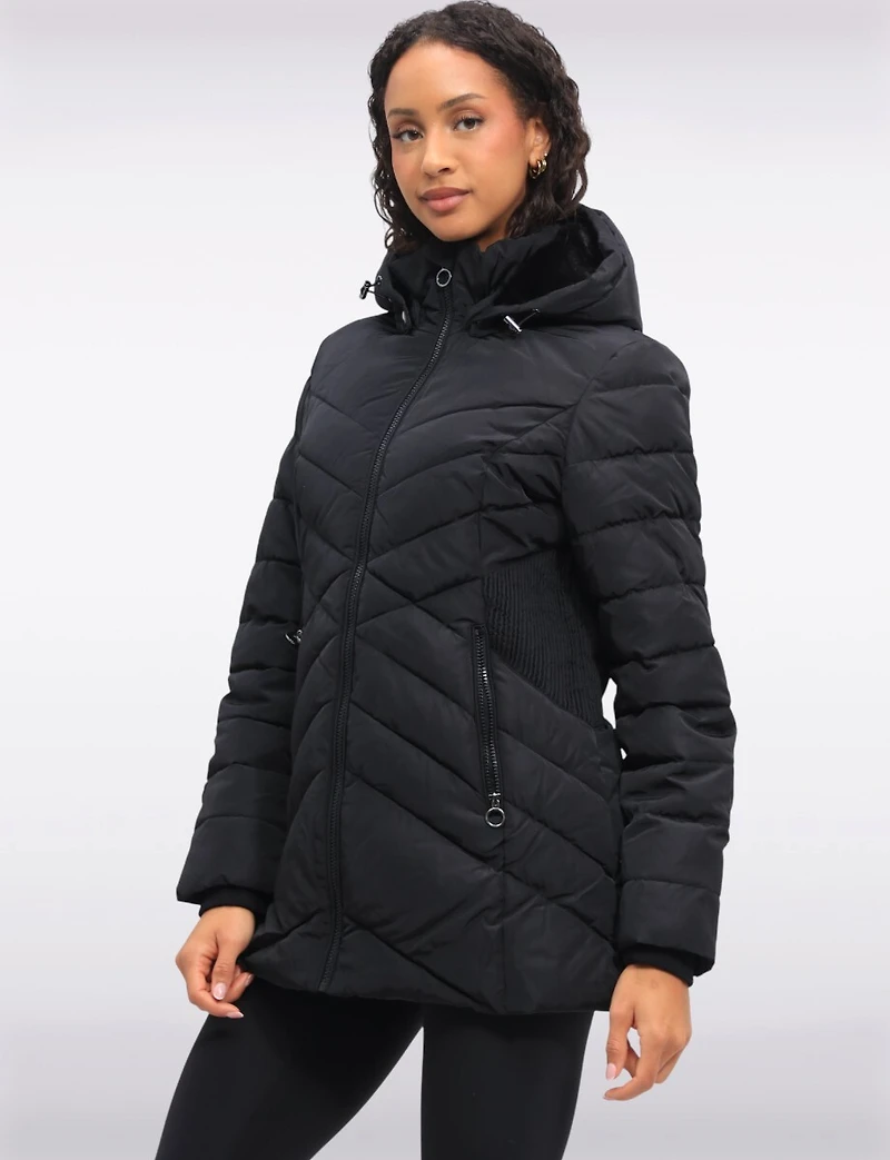 Accordion Waist Vegan Polyloft® Detachable Hooded Jacket by Snoboll