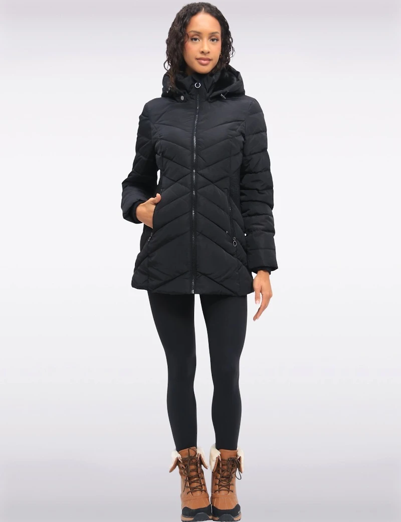 Accordion Waist Vegan Polyloft® Detachable Hooded Jacket by Snoboll