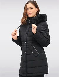 Versatile Vegan Removable Hood Parka with Faux Fur Trim & Neck Warmer by Snoboll