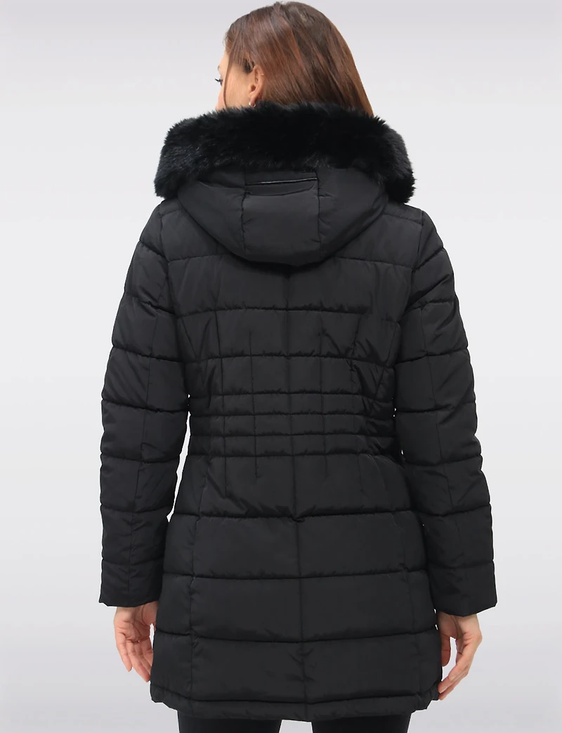 Versatile Vegan Removable Hood Parka with Faux Fur Trim & Neck Warmer by Snoboll