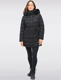 Versatile Vegan Removable Hood Parka with Faux Fur Trim & Neck Warmer by Snoboll