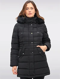 Versatile Vegan Removable Hood Parka with Faux Fur Trim & Neck Warmer by Snoboll