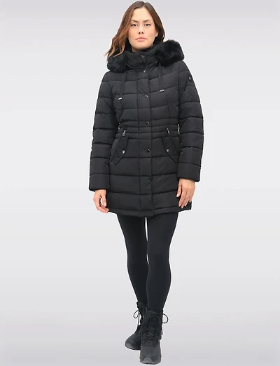 Versatile Vegan Removable Hood Parka with Faux Fur Trim & Neck Warmer by Snoboll