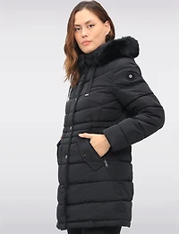 Versatile Vegan Removable Hood Parka with Faux Fur Trim & Neck Warmer by Snoboll