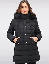Versatile Vegan Removable Hood Parka with Faux Fur Trim & Neck Warmer by Snoboll