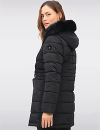 Versatile Vegan Removable Hood Parka with Faux Fur Trim & Neck Warmer by Snoboll