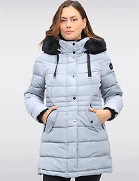 Versatile Vegan Removable Hood Parka with Faux Fur Trim & Neck Warmer by Snoboll