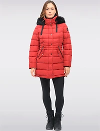 Versatile Vegan Removable Hood Parka with Faux Fur Trim & Neck Warmer by Snoboll