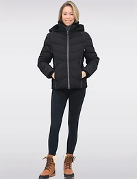 Cropped Vegan Polyloft® Puffer Jacket & Faux Fur Lined Removable Hood by Snoboll