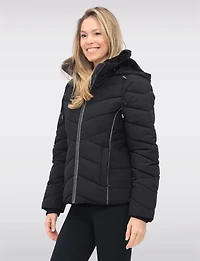 Cropped Vegan Polyloft® Puffer Jacket & Faux Fur Lined Removable Hood by Snoboll