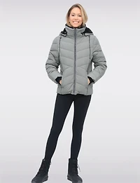 Cropped Vegan Polyloft® Puffer Jacket & Faux Fur Lined Removable Hood by Snoboll