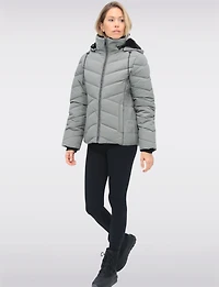 Cropped Vegan Polyloft® Puffer Jacket & Faux Fur Lined Removable Hood by Snoboll