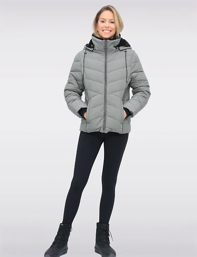 Cropped Vegan Polyloft® Puffer Jacket & Faux Fur Lined Removable Hood by Snoboll