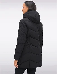 Vegan Insulated Chevron Quilted Jacket Detachable Faux Fur Lined Hood by Snoboll