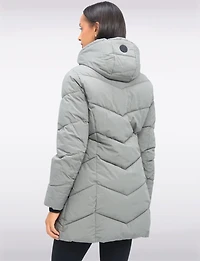 Vegan Insulated Chevron Quilted Jacket Detachable Faux Fur Lined Hood by Snoboll