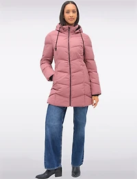 Vegan Insulated Chevron Quilted Jacket Detachable Faux Fur Lined Hood by Snoboll