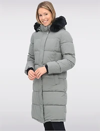 Slim Fit Polyloft® Puffer Jacket with Faux Fur Trim Hood Vegan Parka by Snoboll