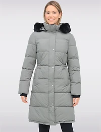 Slim Fit Polyloft® Puffer Jacket with Faux Fur Trim Hood Vegan Parka by Snoboll