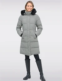 Slim Fit Polyloft® Puffer Jacket with Faux Fur Trim Hood Vegan Parka by Snoboll