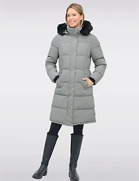 Slim Fit Polyloft® Puffer Jacket with Faux Fur Trim Hood Vegan Parka by Snoboll